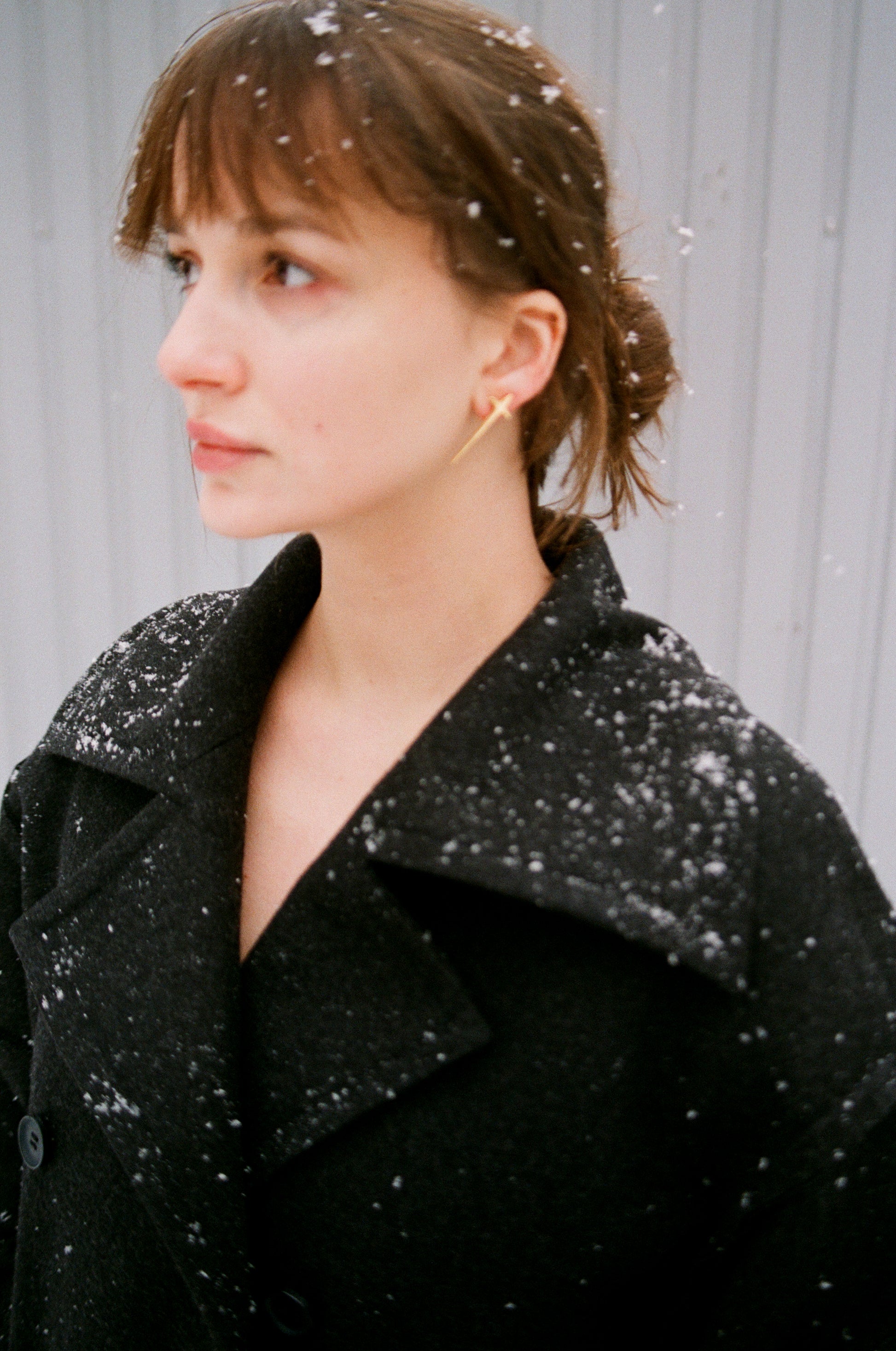 Baptism Mono Earring Gold Back Angle  numi kyiv