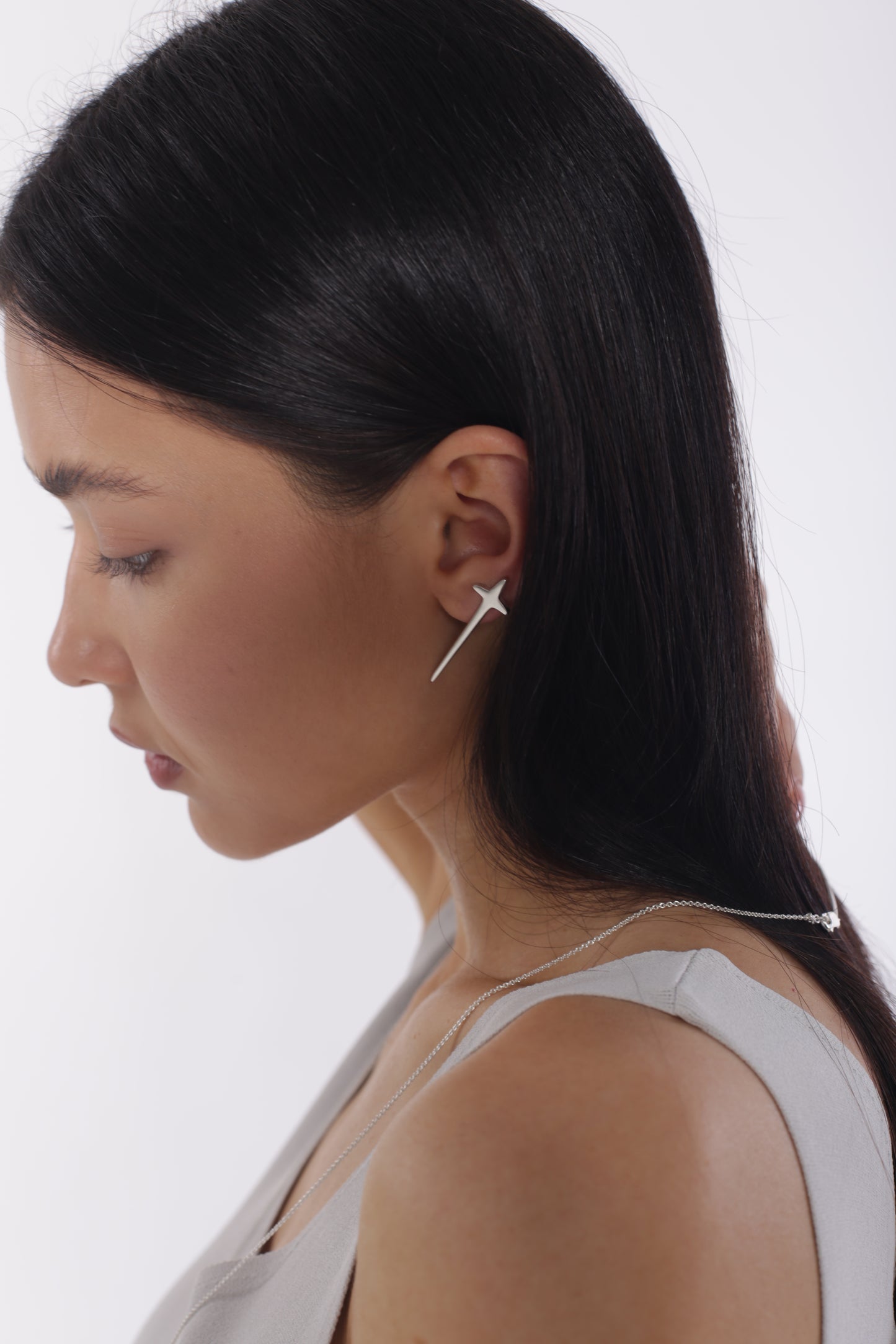 Baptism Mono Earring Silver, Back Side Angle